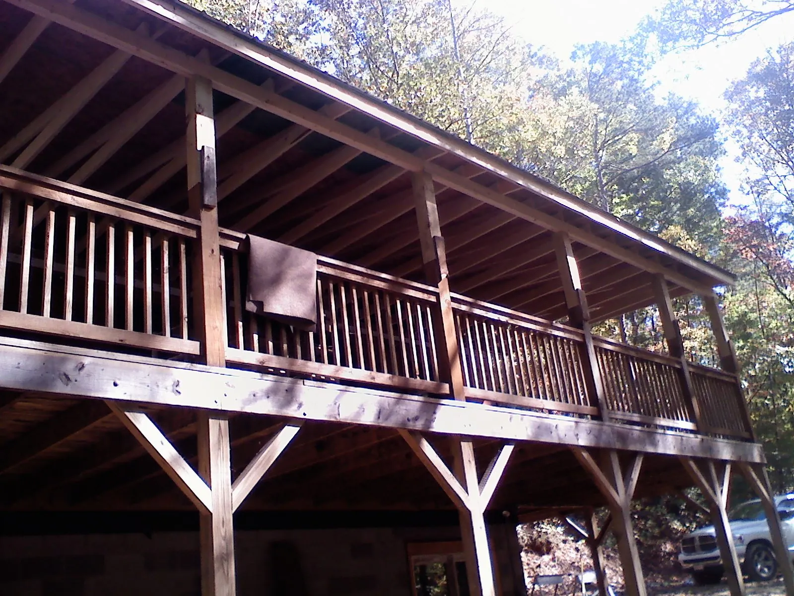 Timber framing under a new elevated porch and deck — Roof Leak Repair in Humeston by Roofing Brothers